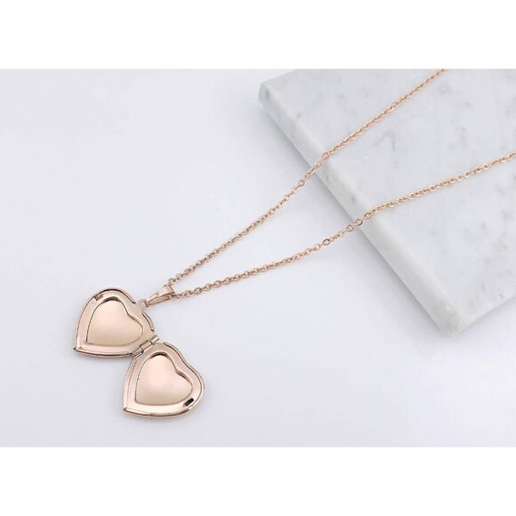 Birthstone Photo Locket Necklace with Blue, Red, White CZ - Stylish Gift for Her - Picture 4 of 6